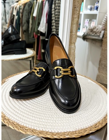 Mocassins Lyna Cuir Noir plus qu'un jeu 