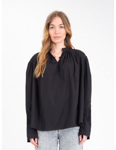 Blouse noire brodée EGO france