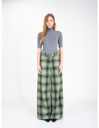 Pantalon en tweed à carreaux vert FREE votre