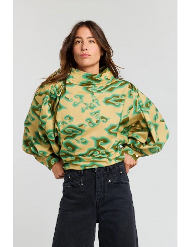 Blouse imprimée verte SELF ou a consommer sur place