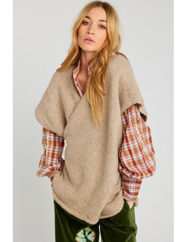 Pull sans manche beige ROMANTIC de France