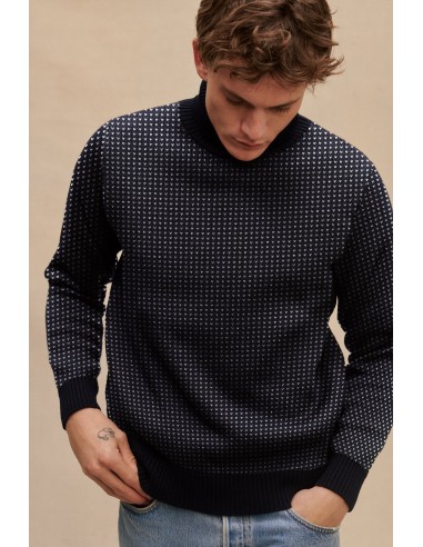 Pull col roulé Norvégien marine et écru pour homme shop