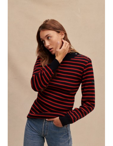 Pull marin rayé marine et rouge pour femme les muscles