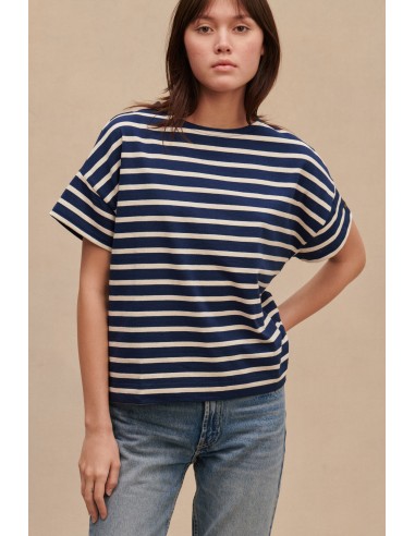 Marinière oversize marine rayé écru pour Femme Vous souhaitez 