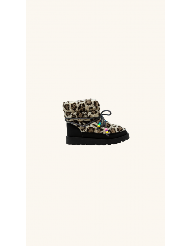 KIDS FUR SNOW BOOTS LEOPARD rembourrage situé sous